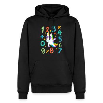 Number day Kids Maths Day Costume Unicorn - Men’s Premium Organic Hoodie - black - Front - Nico (187cm)