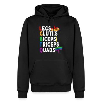 Legs Glutes Biceps Triceps Quads - Men’s Premium Organic Hoodie - black - Front - Nico (187cm)