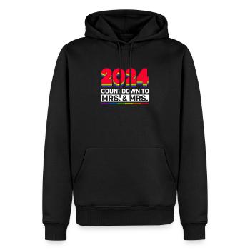 Mariage lesbien de la Gay Pride 2024 Mariage gay - Sweat à capuche Premium bio Homme - noir - Devant - Nico (187cm)