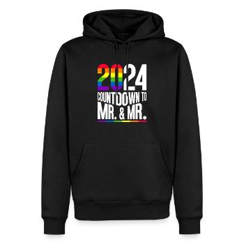 Mariage Gay Pride 2024 Mariage gay - Sweat à capuche Premium bio Homme - noir - Devant - Nico (187cm)
