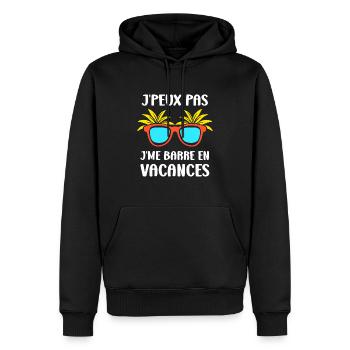 Je suis en vacances - Sweat à capuche Premium bio Homme - noir - Devant - Nico (187cm)
