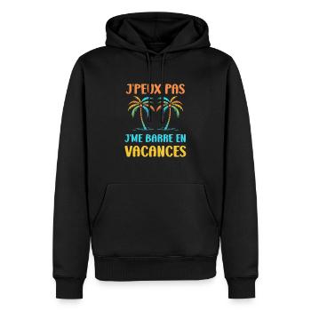 je suis en vacances - Sweat à capuche Premium bio Homme - noir - Devant - Nico (187cm)
