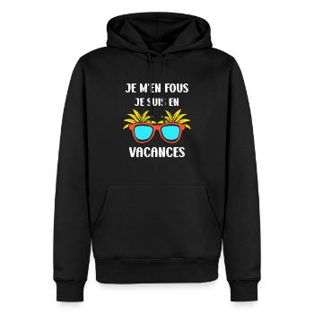 je suis en vacances - Sweat à capuche Premium bio Homme - noir - Devant - Nico (187cm)