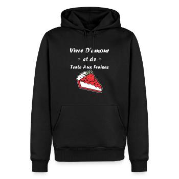 Tarte aux fraises - Sweat à capuche Premium bio Homme - noir - Devant - Nico (187cm)