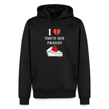 Tarte aux fraises - Sweat à capuche Premium bio Homme - noir - Devant - Nico (187cm)