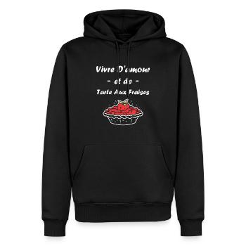 Tarte aux fraises - Sweat à capuche Premium bio Homme - noir - Devant - Nico (187cm)