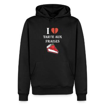 Tarte aux fraises - Sweat à capuche Premium bio Homme - noir - Devant - Nico (187cm)