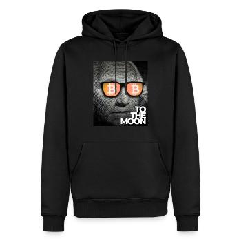 Bitcoin to the Moon - Variante 12 - Männer Premium Bio Hoodie - Schwarz - Vorne - Nico (187cm)