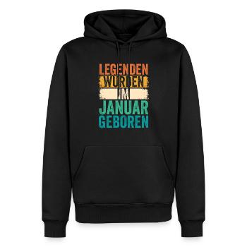 Les légendes sont nées en janvier - Sweat à capuche Premium bio Homme - noir - Devant - Nico (187cm)