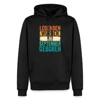 Les légendes sont nées en septembre - Sweat à capuche Premium bio Homme - noir - Devant - Nico (187cm)