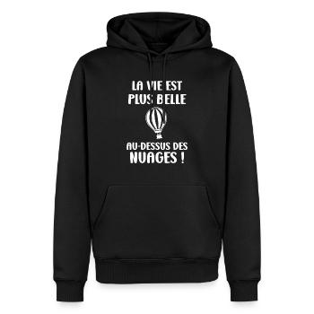 Humour Montgolfière - Sweat à capuche Premium bio Homme - noir - Devant - Nico (187cm)