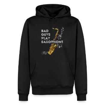 BAD GUYS PLAY SAXOPHONE - Men’s Premium Organic Hoodie - black - Front - Nico (187cm)