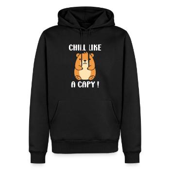 Humour Capybara - Sweat à capuche Premium bio Homme - noir - Devant - Nico (187cm)