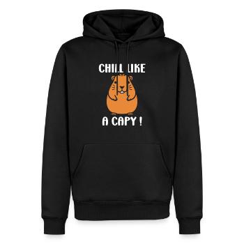 Humour Capybara - Sweat à capuche Premium bio Homme - noir - Devant - Nico (187cm)