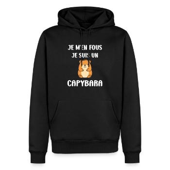 Humour Capybara - Sweat à capuche Premium bio Homme - noir - Devant - Nico (187cm)