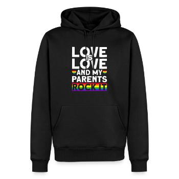 Gay Pride Parents queer Mariage gay - Sweat à capuche Premium bio Homme - noir - Devant - Nico (187cm)