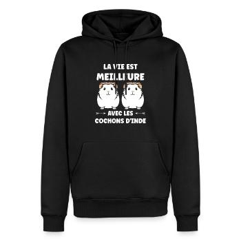 Humour cochon d'ine - Sweat à capuche Premium bio Homme - noir - Devant - Nico (187cm)