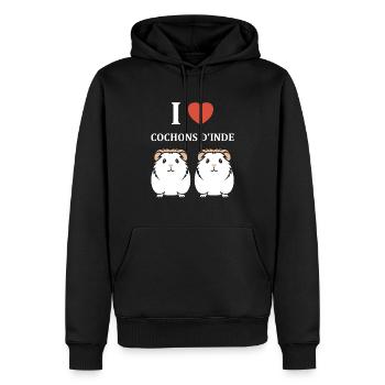 Humour cochon d'ine - Sweat à capuche Premium bio Homme - noir - Devant - Nico (187cm)