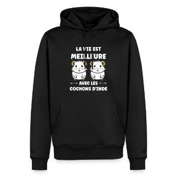 Humour cochon d'ine - Sweat à capuche Premium bio Homme - noir - Devant - Nico (187cm)