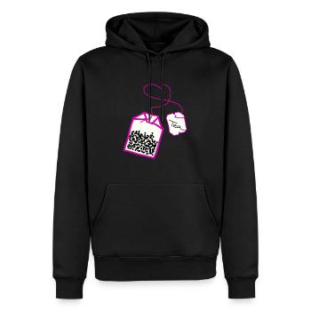 Sachet de thé rose coeur - Sweat à capuche Premium bio Homme - noir - Devant - Nico (187cm)