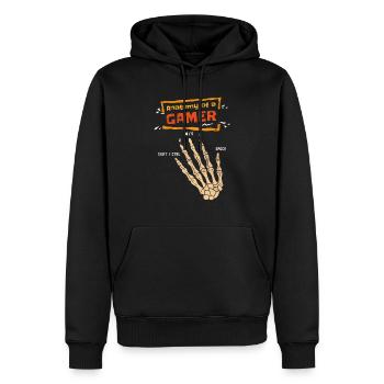 Anatomie d’un Gamer squelette main Vintage Gamer - Sweat à capuche Premium bio Homme - noir - Devant - Nico (187cm)