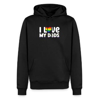 Gay Papa Allié Papa Fête des Pères - Sweat à capuche Premium bio Homme - noir - Devant - Nico (187cm)
