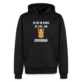 Petit animal mignon Quokka - Sweat à capuche Premium bio Homme - noir - Devant - Nico (187cm)