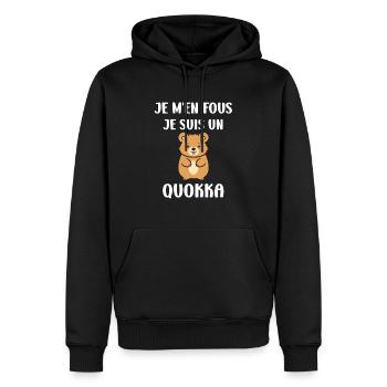 Petit animal mignon Quokka - Sweat à capuche Premium bio Homme - noir - Devant - Nico (187cm)