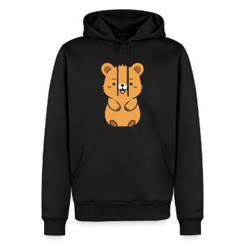 Petit animal mignon Quokka - Sweat à capuche Premium bio Homme - noir - Devant - Nico (187cm)