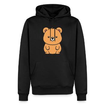 Petit animal mignon Quokka - Sweat à capuche Premium bio Homme - noir - Devant - Nico (187cm)