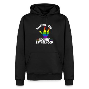 Gay Papa Allié Papa Fête des Pères - Sweat à capuche Premium bio Homme - noir - Devant - Nico (187cm)