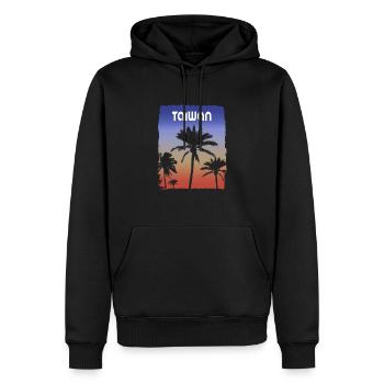 Taïwan coucher de soleil vacances souvenir palmier - Sweat à capuche Premium bio Homme - noir - Devant - Nico (187cm)