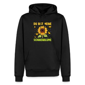 Tu es mon jardin de partenariat de tournesols - Sweat à capuche Premium bio Homme - noir - Devant - Nico (187cm)