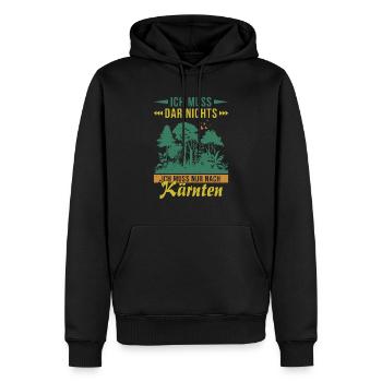 Ich muss nur nach Kärnten Wald Berge - Männer Premium Bio Hoodie - Schwarz - Vorne - Nico (187cm)
