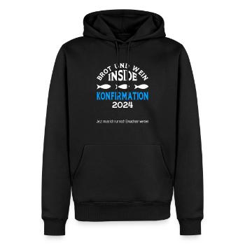 Brot und Wein inside Konfirmation 2024 - Männer Premium Bio Hoodie - Schwarz - Vorne - Nico (187cm)