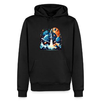 Thème de l’espace extra-atmosphérique avec des planètes - Sweat à capuche Premium bio Homme - noir - Devant - Nico (187cm)