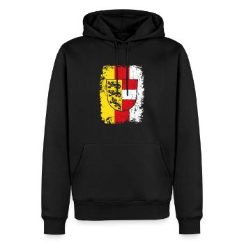 Armoiries du drapeau de l’Autriche Lion - Sweat à capuche Premium bio Homme - noir - Devant - Nico (187cm)