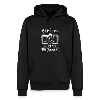 Capturez l’instant - Sweat à capuche Premium bio Homme - noir - Devant - Nico (187cm)