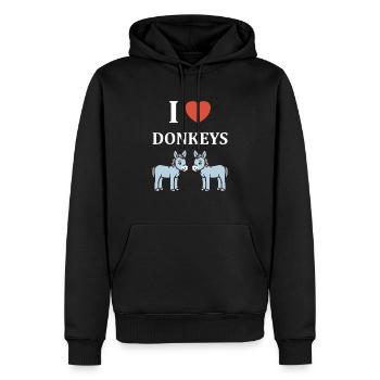 Humour petit âne - Sweat à capuche Premium bio Homme - noir - Devant - Nico (187cm)