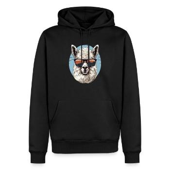 Alpaka mit Sonnenbrille - Männer Premium Bio Hoodie - Schwarz - Vorne - Nico (187cm)
