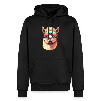 Alpaka mit Sonnenbrille - Männer Premium Bio Hoodie - Schwarz - Vorne - Nico (187cm)