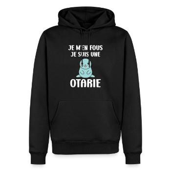 Animal mignon humour otarie - Sweat à capuche Premium bio Homme - noir - Devant - Nico (187cm)
