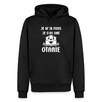 Animal mignon humour otarie - Sweat à capuche Premium bio Homme - noir - Devant - Nico (187cm)