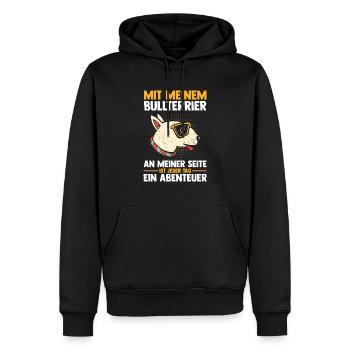Chien Bull Terrier - Sweat à capuche Premium bio Homme - noir - Devant - Nico (187cm)