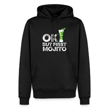 OK But First Mojito Lover T-Shirt Funny Alcohol - Men’s Premium Organic Hoodie - black - Front - Nico (187cm)