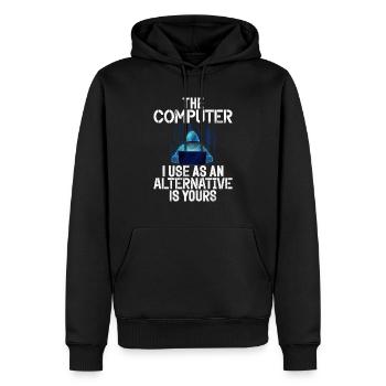 Piratage informatique en cybersécurité - Sweat à capuche Premium bio Homme - noir - Devant - Nico (187cm)