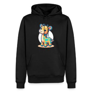 kindlich gestaltete Giraffe - Männer Premium Bio Hoodie - Schwarz - Vorne - Nico (187cm)