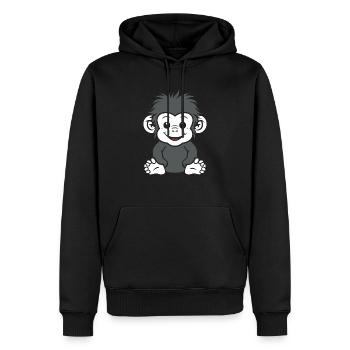 Humour petit singe babouin - Sweat à capuche Premium bio Homme - noir - Devant - Nico (187cm)