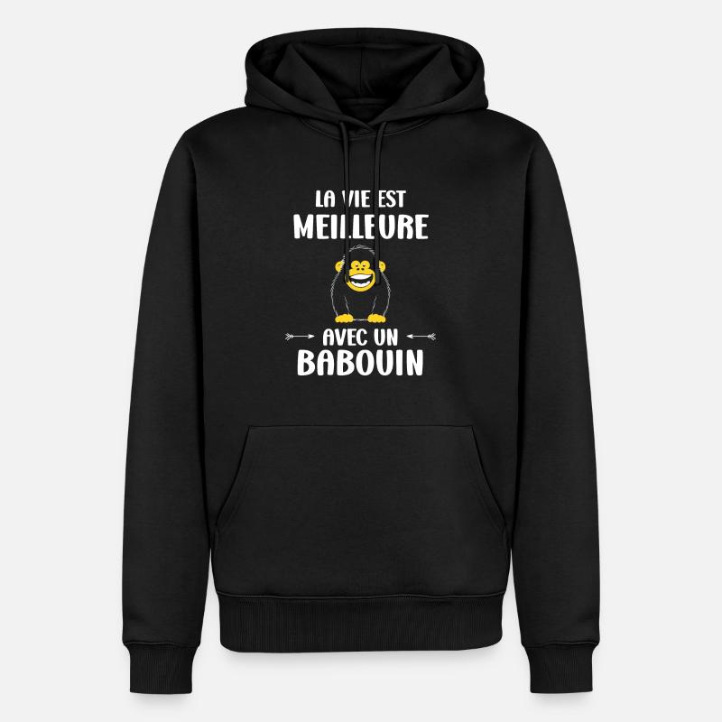 Humour petit singe babouin - Sweat à capuche Premium bio Homme - noir