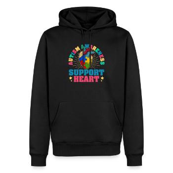 Sensibilisation à l’autisme, soutien cardiaque, cœur - Sweat à capuche Premium bio Homme - noir - Devant - Nico (187cm)